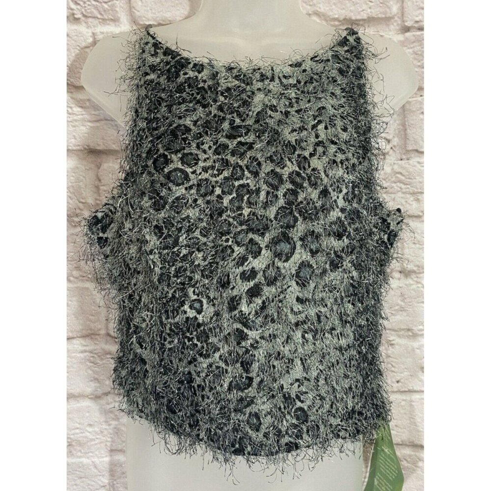 Y2K Vintage Cropped Tank Top 13/14 Fuzzy Shimmer Animal De Laru Shelia‎ Yen 9600